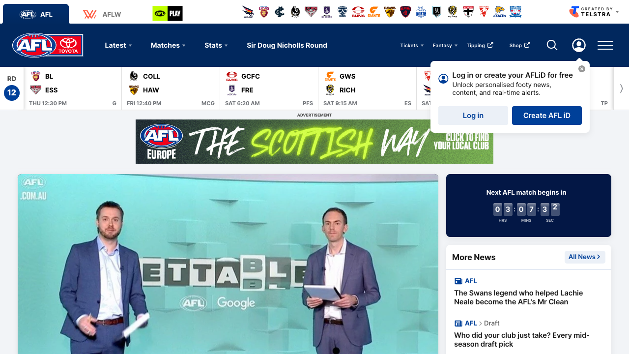 Scrape afl.com.au | Bytewells
